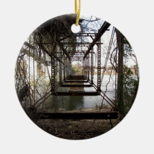 Abandoned bridge on Belle Isle Ceramic Tree Decoration