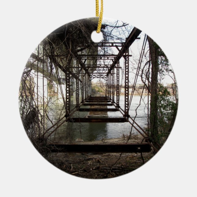 Abandoned bridge on Belle Isle Ceramic Tree Decoration (Front)