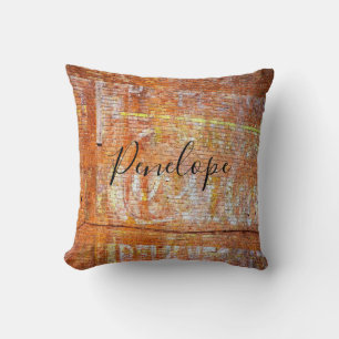 Abandoned Buiding Faded Ghost Sign Monogram Cushion