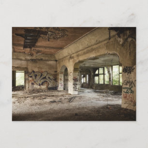 Abandoned Building Left to Decay Postcard