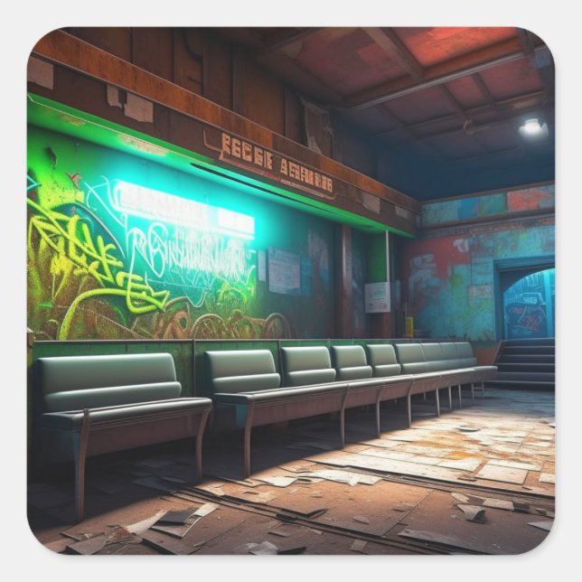 Abandoned Building Urban Decay Square Sticker (Front)