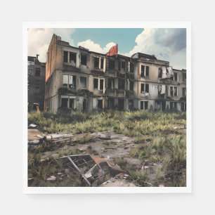  Abandoned Buildings   Post Apocalypse Destruction Napkin