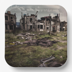  Abandoned Buildings   Post Apocalypse Destruction Paper Plate