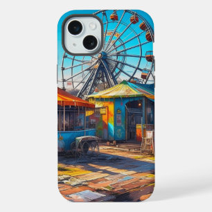 Abandoned Carnival Empty Ferris Wheel and Rides iPhone 15 Plus Case