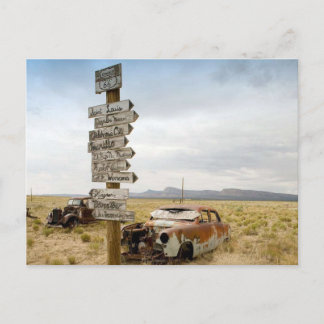 Abandoned cars, Route 66, Arizona Postcard