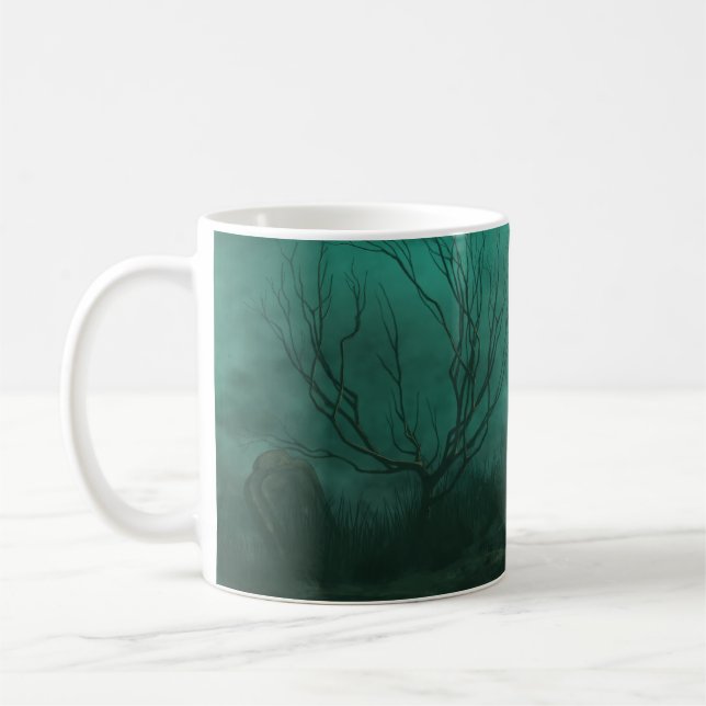 Abandoned Cemetery Moonlit Night Scene Coffee Mug (Left)