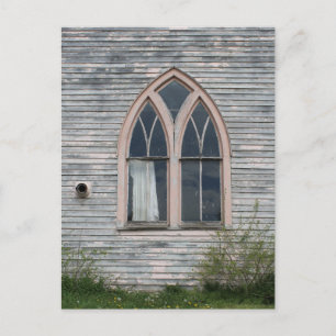 Abandoned Church Window Postcard