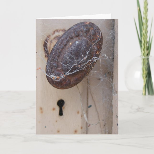 Abandoned Door With Spider Web Card (Front)