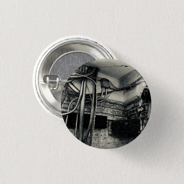 Abandoned Factory Cracked Plaster Ceiling Pinback 3 Cm Round Badge (Front & Back)