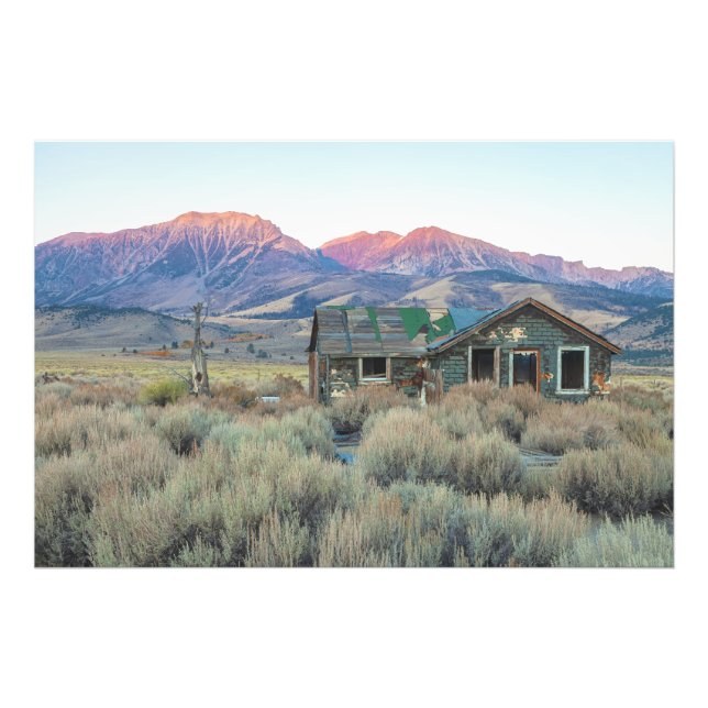Abandoned House with Mountain Landscape Scenery Photo Print (Front)