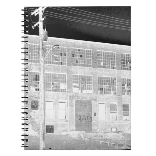 Abandoned Manufacturing Building - negative Spiral Notebook (Front)