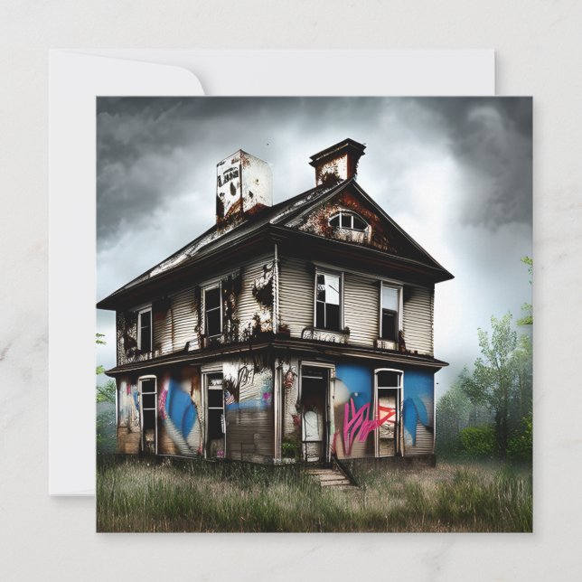 Abandoned Old House Spray Paint Graffiti Card (Front)