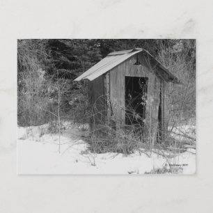 Abandoned Outhouse (B&W) Postcard
