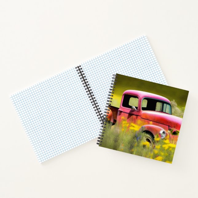 Abandoned Red Truck Grid Notebook (Inside)