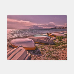 Abandoned Rowing Boats L'Olla Beach, Altea Doormat