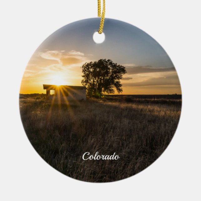 Abandoned Shed Colorado Sunset Circle Ornament (Front)