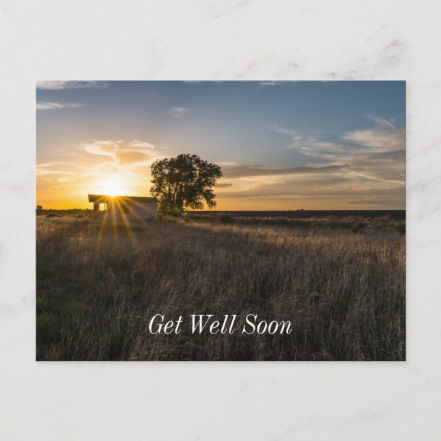 Abandoned Shed Colorado Sunset Get Well Postcard (Front)