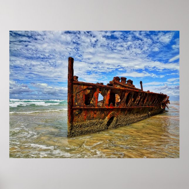 Abandoned Ship Fraser Island Australia Poster (Front)