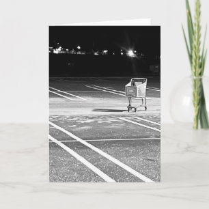 Abandoned Shopping Cart in Empty Parking Lot Card