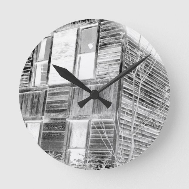 Abandoned Two Story House - negative Round Clock (Front)