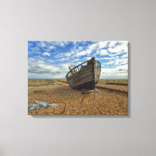 Abandoned Wooden Fishing Boat Dungeness Canvas Print