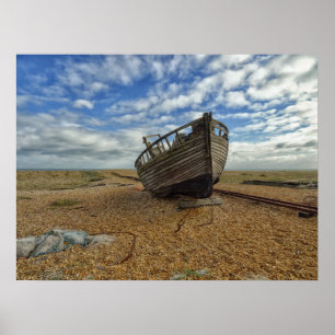 Abandoned Wooden Fishing Boat Dungeness Poster