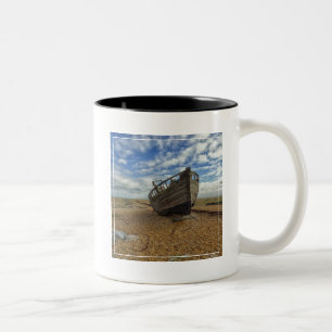 Abandoned Wooden Fishing Boat Dungeness Two-Tone Coffee Mug