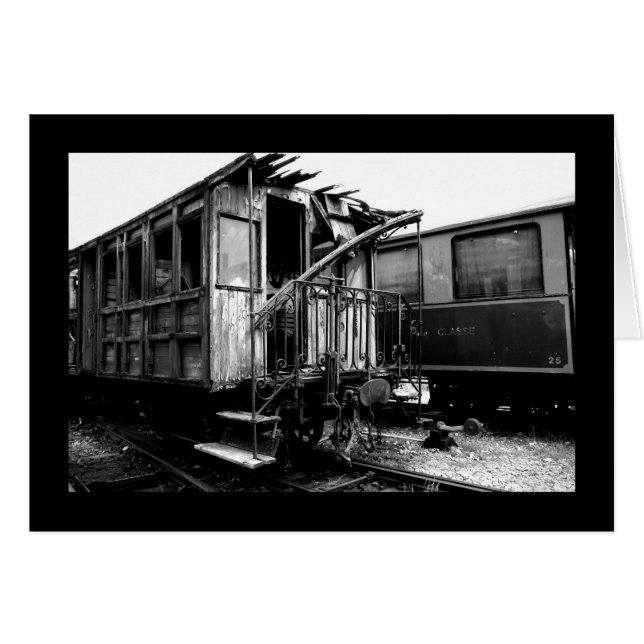 Abandoned Wooden Passenger Car Le Mastrou card (Front Horizontal)