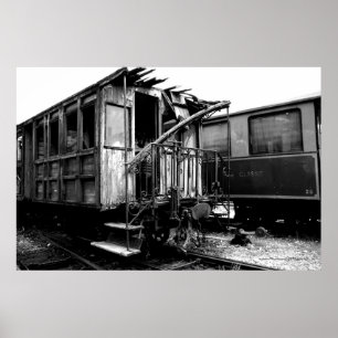 Abandoned Wooden Passenger Car Le Mastrou Poster