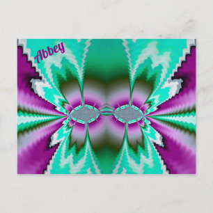 ABBEY ~ 3D Fractal Design Pattern ~ Green Purple Postcard
