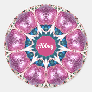 ABBEY ~ Bright Abstract Pattern ~ Personalized Classic Round Sticker