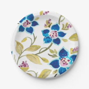 Abbey Floral Tiles - Blue Blooms Paper Plate