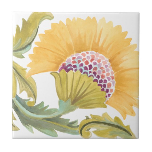 Abbey Floral Tiles - Yellow (Front)
