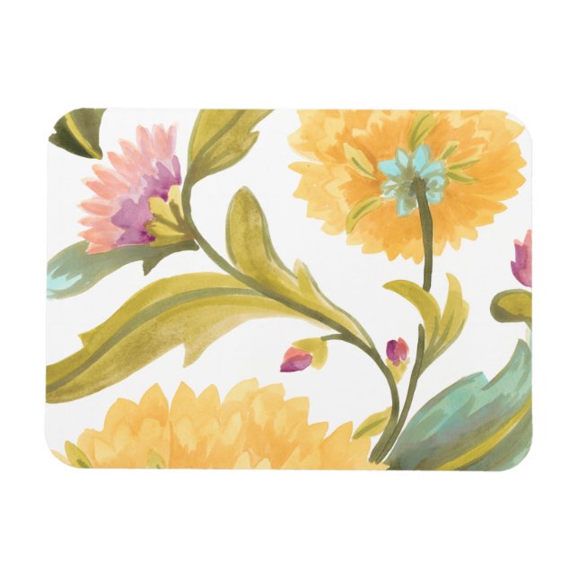 Abbey Floral Tiles - Yellow Flowers Magnet (Horizontal)