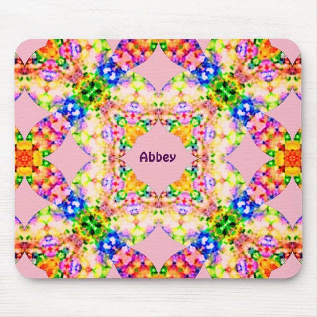 ABBEY ~ Sweet Pastel Pattern ~ Personalized  Mouse Pad (Front)