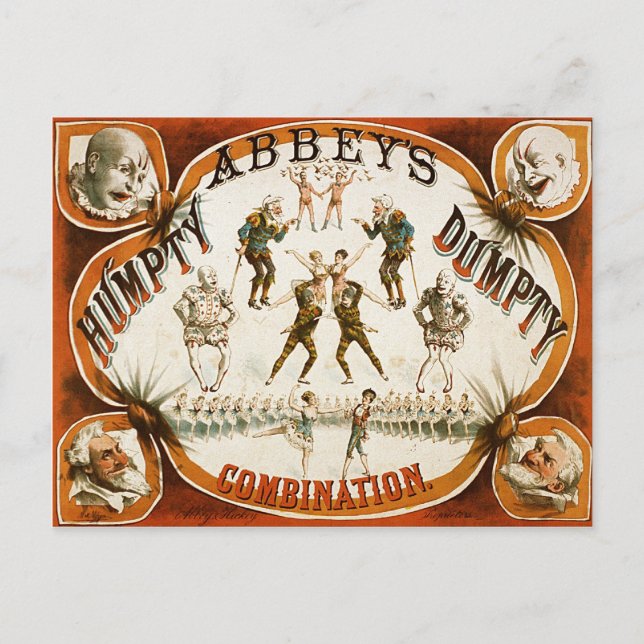 Abbey's Humpty Dumpty Combination Circus Poster Postcard (Front)