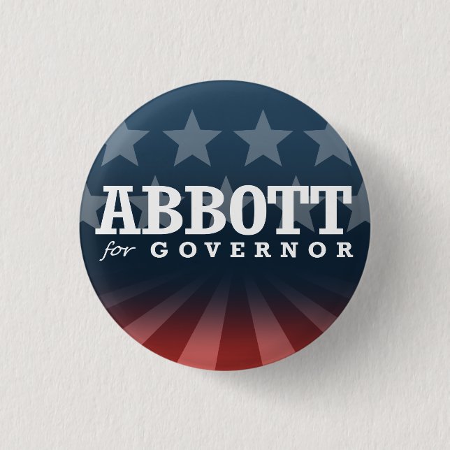 ABBOTT FOR GOVERNOR 2014 3 CM ROUND BADGE (Front)