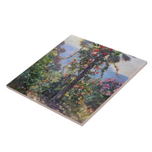 Abbott Fuller Graves Flowering Vines on Palm Tree Tile
