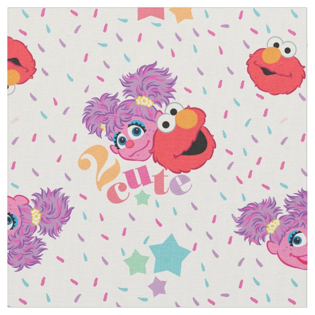 Abby And Elmo 2 Cute Pattern Fabric (Close Up)