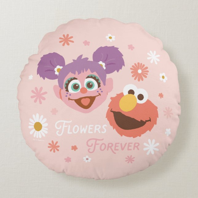 Abby Cadabby & Elmo | Flowers Forever Round Cushion (Front)