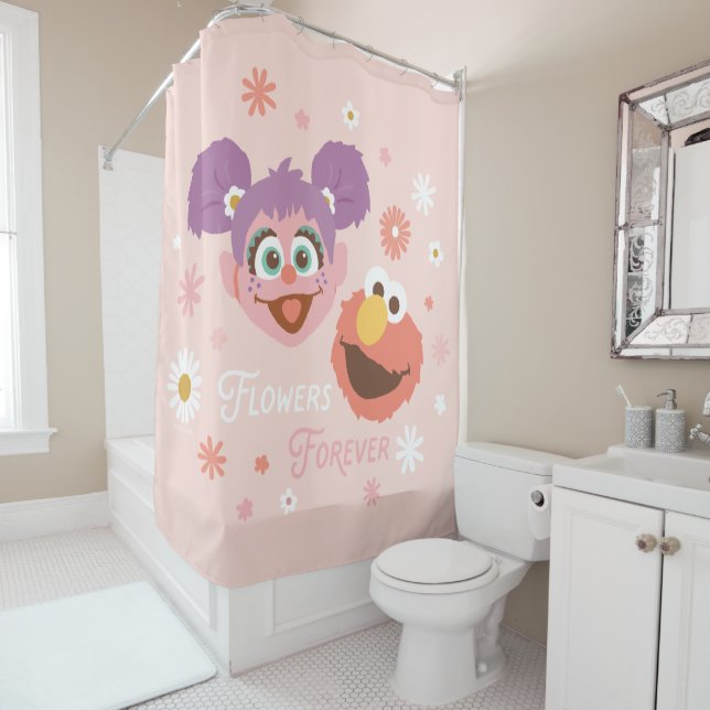 Abby Cadabby & Elmo | Flowers Forever Shower Curtain (In Situ)