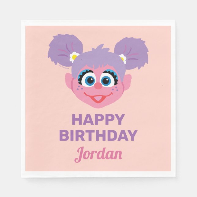 Abby Cadabby | Flower Face | Happy Birthday Napkin (Front)