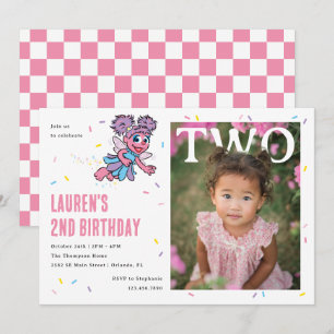 Abby Cadabby Pink Confetti Second Birthday Invitation