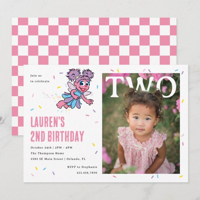 Abby Cadabby Pink Confetti Second Birthday Invitation (Front/Back)
