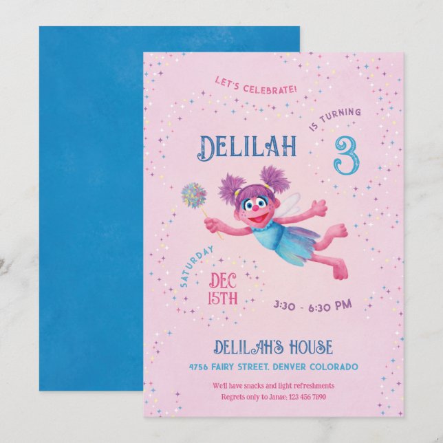 Abby Cadabby Sesame Street Birthday Party Invitation (Front/Back)