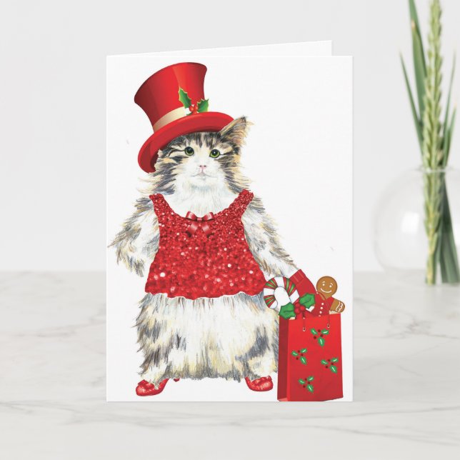 Abby, the sweet Christmas Kitty Greeting Card (Front)