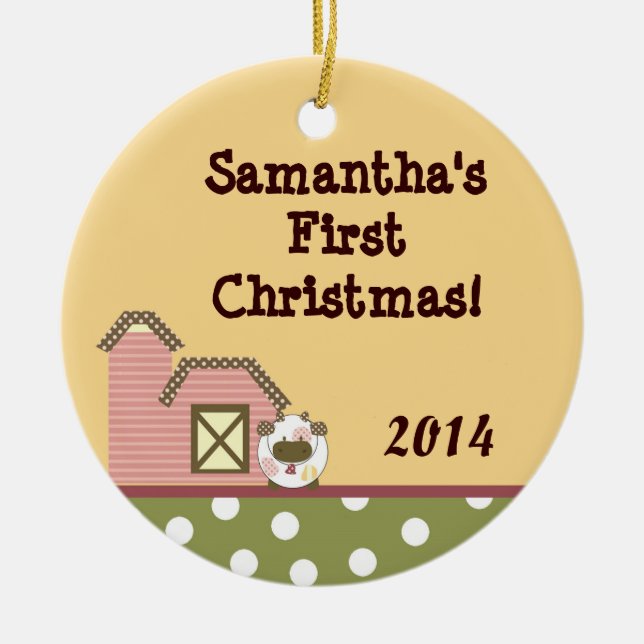 Abbys Farm Pink Barn Co Personalised Name Ornament (Front)