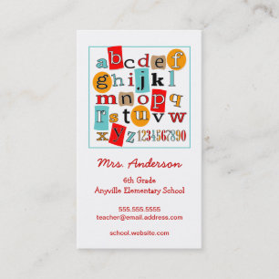 ABC 123 Alphabet Teacher Contact Business Card
