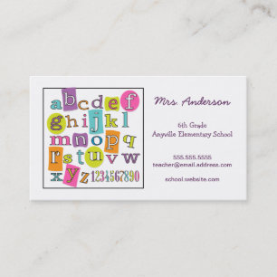 ABC 123 Alphabet Teacher Contact Business Card