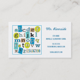 ABC 123 Alphabet Teacher Contact Business Card
